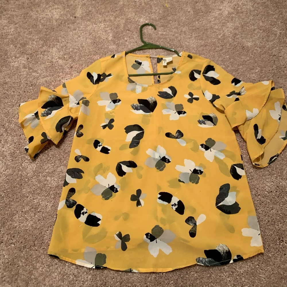 Japna small yellow floral 3/4 sleeve blouse